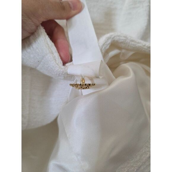 Zara White Tweed Crop Blazer XS $119 - Picture 8 of 12